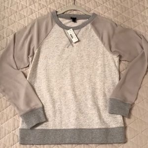 JCrew sweater with sheer sleeves